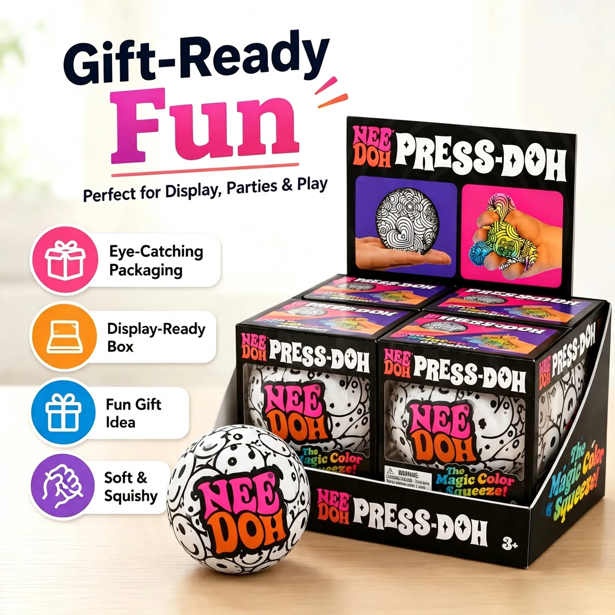 NeeDoh Fuzz Ball Series Desktop decompress Ornament Stress Relief Toy Suitable for Under Pressure Fun Soft StressBallGiftsadult