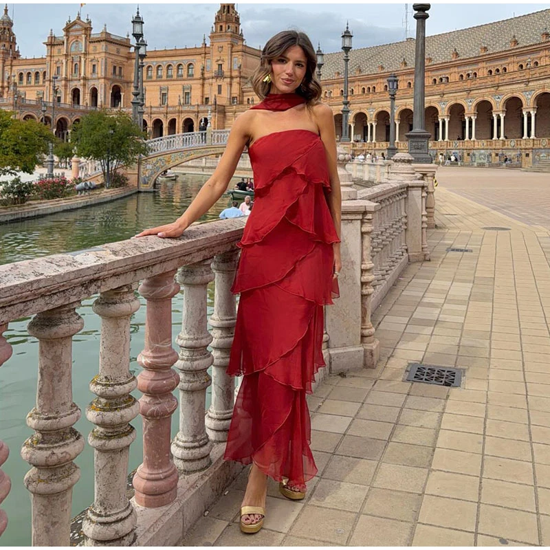Floral Print Halter Neck Top Maxi Skirt Set Sleeveless Ruffle Hem 2026 Summer Beach Women Co-ord Chic Boho Lady Vacation Outfit
