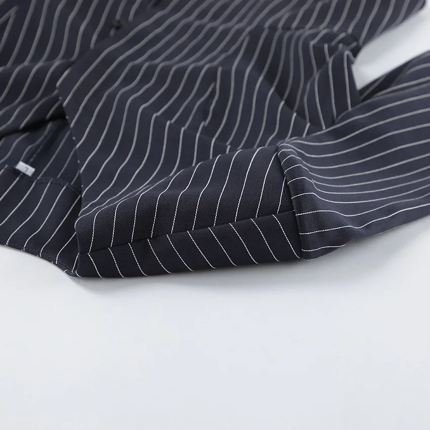 Women's Matching Sets 2026 Woman Navy Blue Striped V-neck Waist Small Suit Top Short A-shaped Skirt Women's Two-piece Set