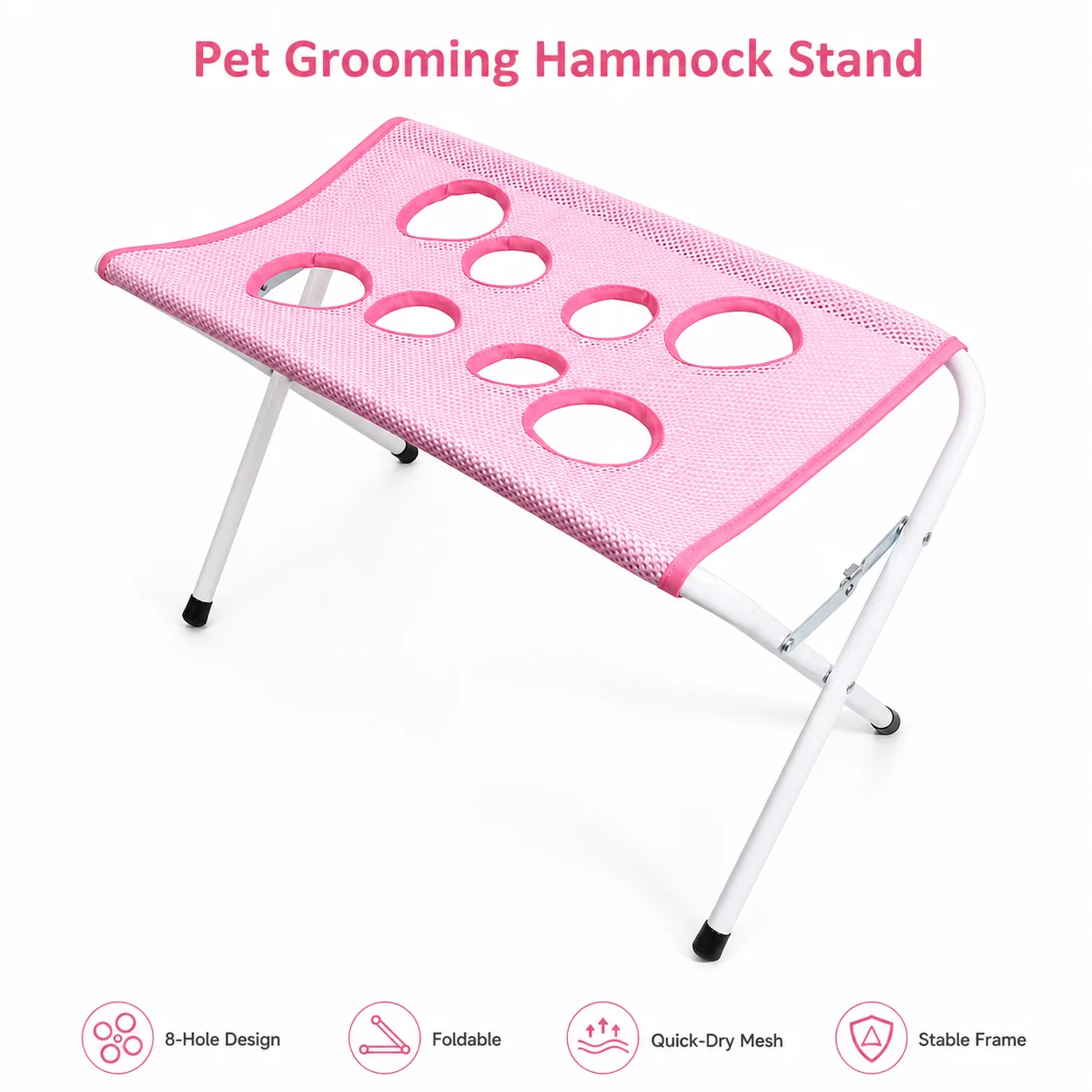 Pet Grooming Hammock Stand Foldable Cat Dog Bathing Rack Quick Dry Mesh Nail Trimming Holder for Small Medium Pets