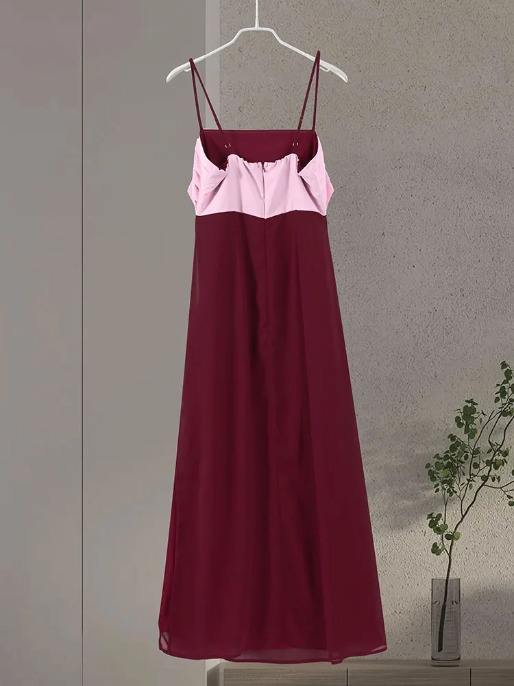 Women's Dress Irregular One-Shoulder Waist Cinching Layered Chiffon Solid Long Dresses Elegant Summer New Daily Wear Ladies Robe