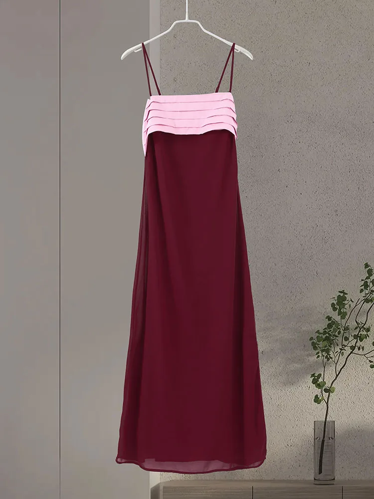 Women's Dress Irregular One-Shoulder Waist Cinching Layered Chiffon Solid Long Dresses Elegant Summer New Daily Wear Ladies Robe