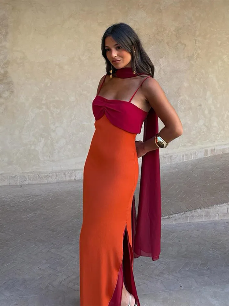 Women's Dress Irregular One-Shoulder Waist Cinching Layered Chiffon Solid Long Dresses Elegant Summer New Daily Wear Ladies Robe