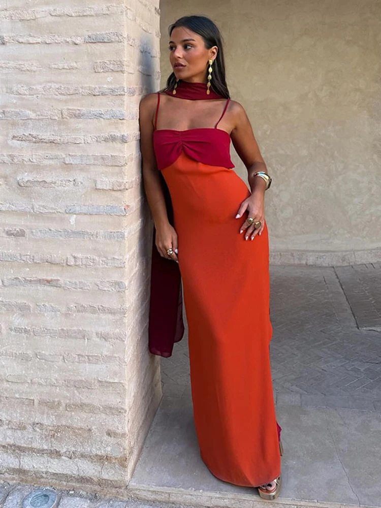 Women's Dress Irregular One-Shoulder Waist Cinching Layered Chiffon Solid Long Dresses Elegant Summer New Daily Wear Ladies Robe