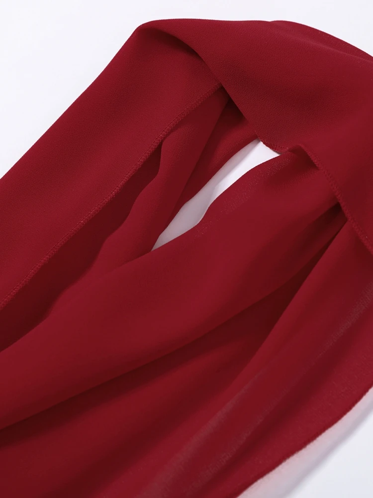 Women's Dress Irregular One-Shoulder Waist Cinching Layered Chiffon Solid Long Dresses Elegant Summer New Daily Wear Ladies Robe