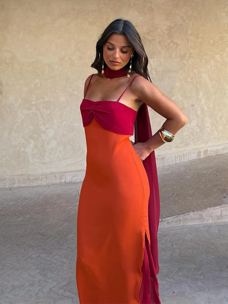 Women's Dress Irregular One-Shoulder Waist Cinching Layered Chiffon Solid Long Dresses Elegant Summer New Daily Wear Ladies Robe