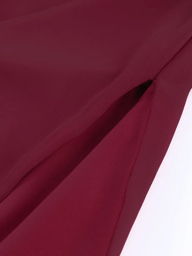 Women's Dress Irregular One-Shoulder Waist Cinching Layered Chiffon Solid Long Dresses Elegant Summer New Daily Wear Ladies Robe