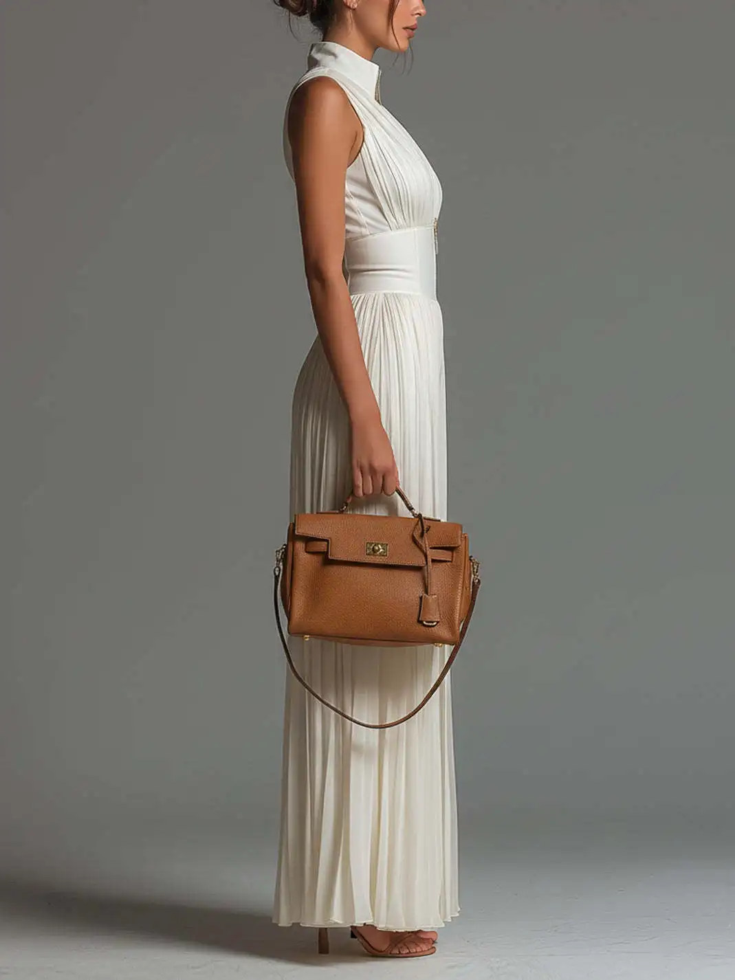Women Elegant Chiffon Sleeveless Jumpsuit High Waist Pleated Flowy Wide Leg One Piece Overalls Holiday Casual Streetwear Rompers