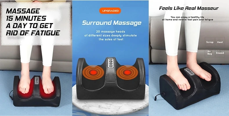 Electric Heating Foot Massager Heated Shiatsu Foot Calf Massager Deep Tissue Kneading with Hot Compress Relieve Muscle Fatigue