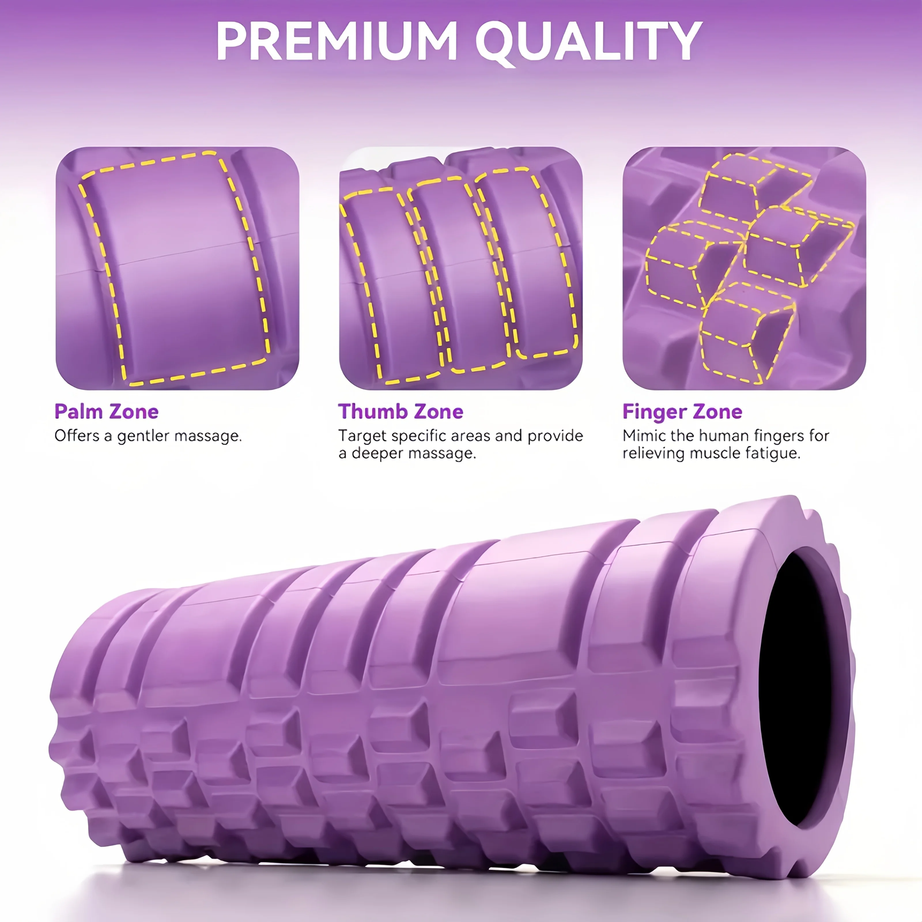 Foam Roller Yoga Column Fitness Yoga EVA Foam Roller Yoga Stick Deep Tissue Massage Roller, Suitable for Back/Waist/Leg Muscle