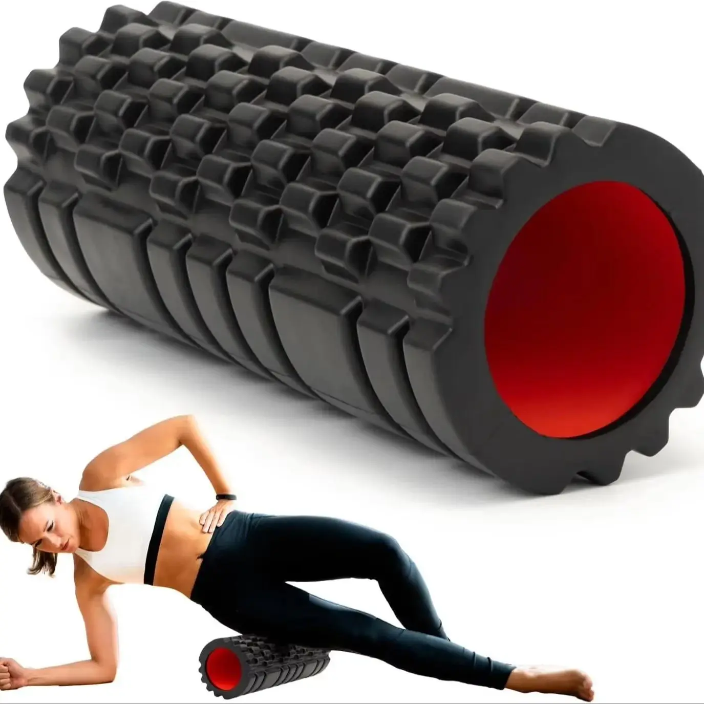 Foam Roller Yoga Column Fitness Yoga EVA Foam Roller Yoga Stick Deep Tissue Massage Roller, Suitable for Back/Waist/Leg Muscle