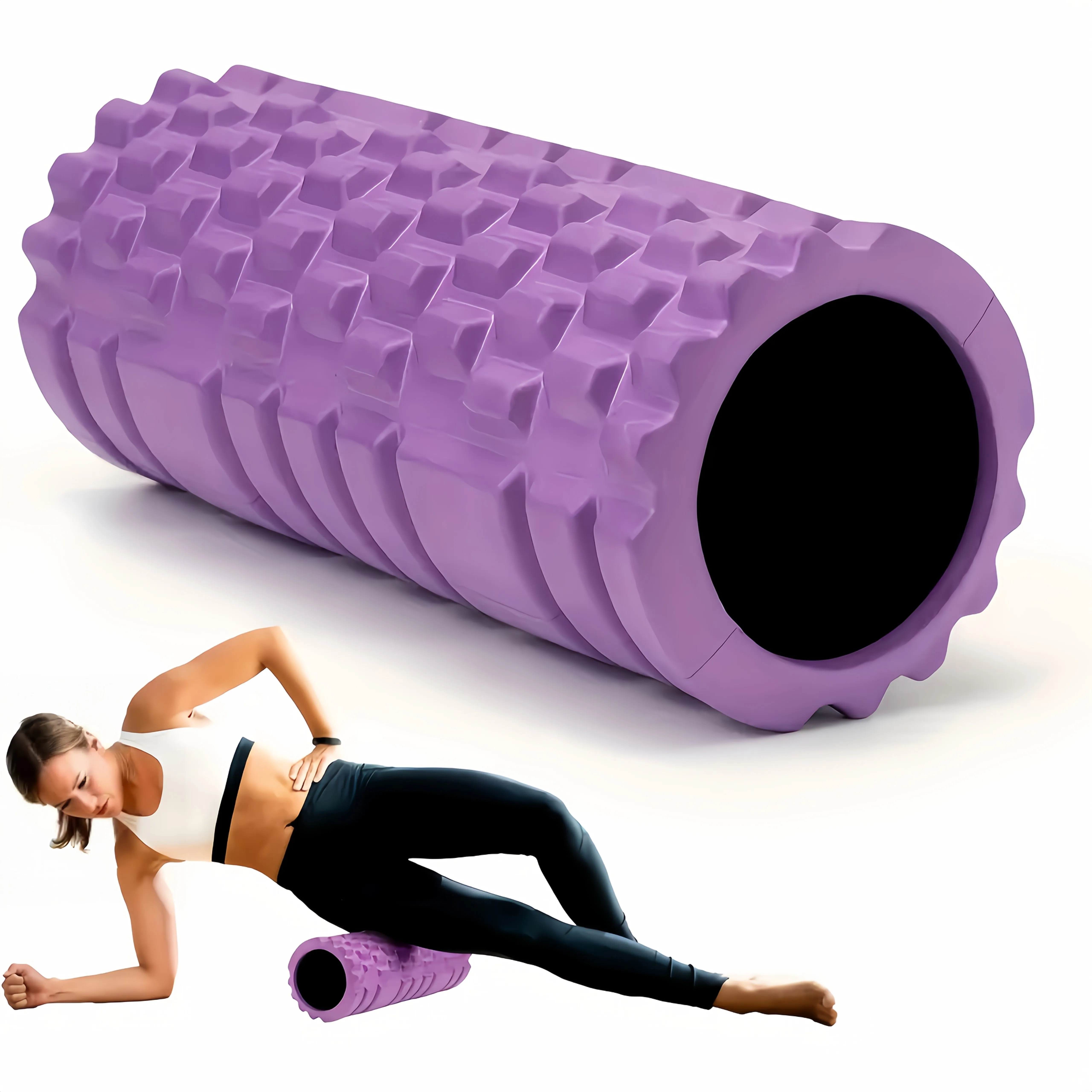 Foam Roller Yoga Column Fitness Yoga EVA Foam Roller Yoga Stick Deep Tissue Massage Roller, Suitable for Back/Waist/Leg Muscle
