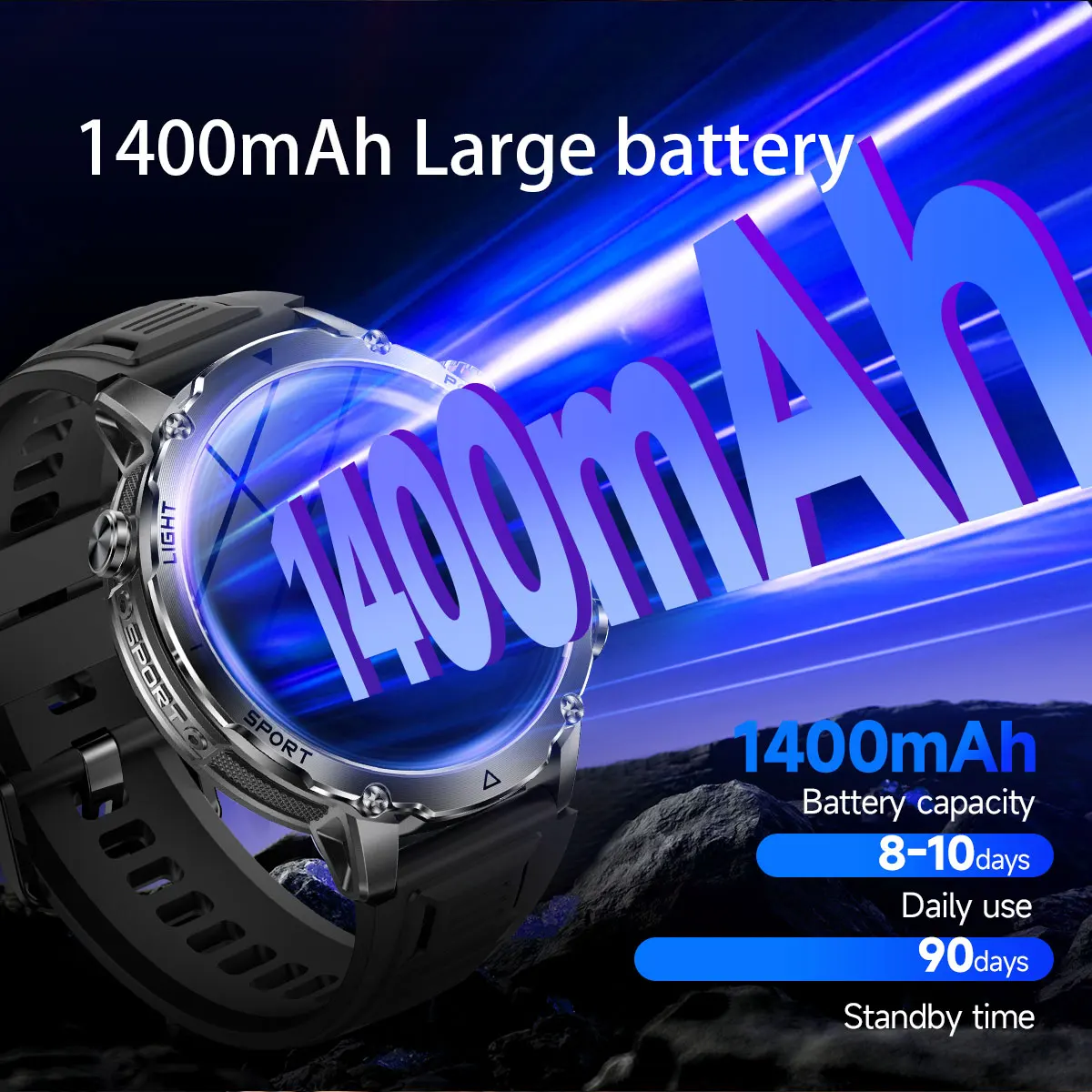 2026New 1400mAh Military Smart Watch Men 10ATM Swim 1.7“ Large Screen GPS Motion Track Bluetooth Call Heart Rate For Android IOS