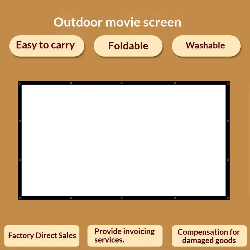 1 Pcs Curtain Anti-Light 60/72/84/100/120 Inches Projection Screens For Home Outdoor Office Projector Portable Projector Screen