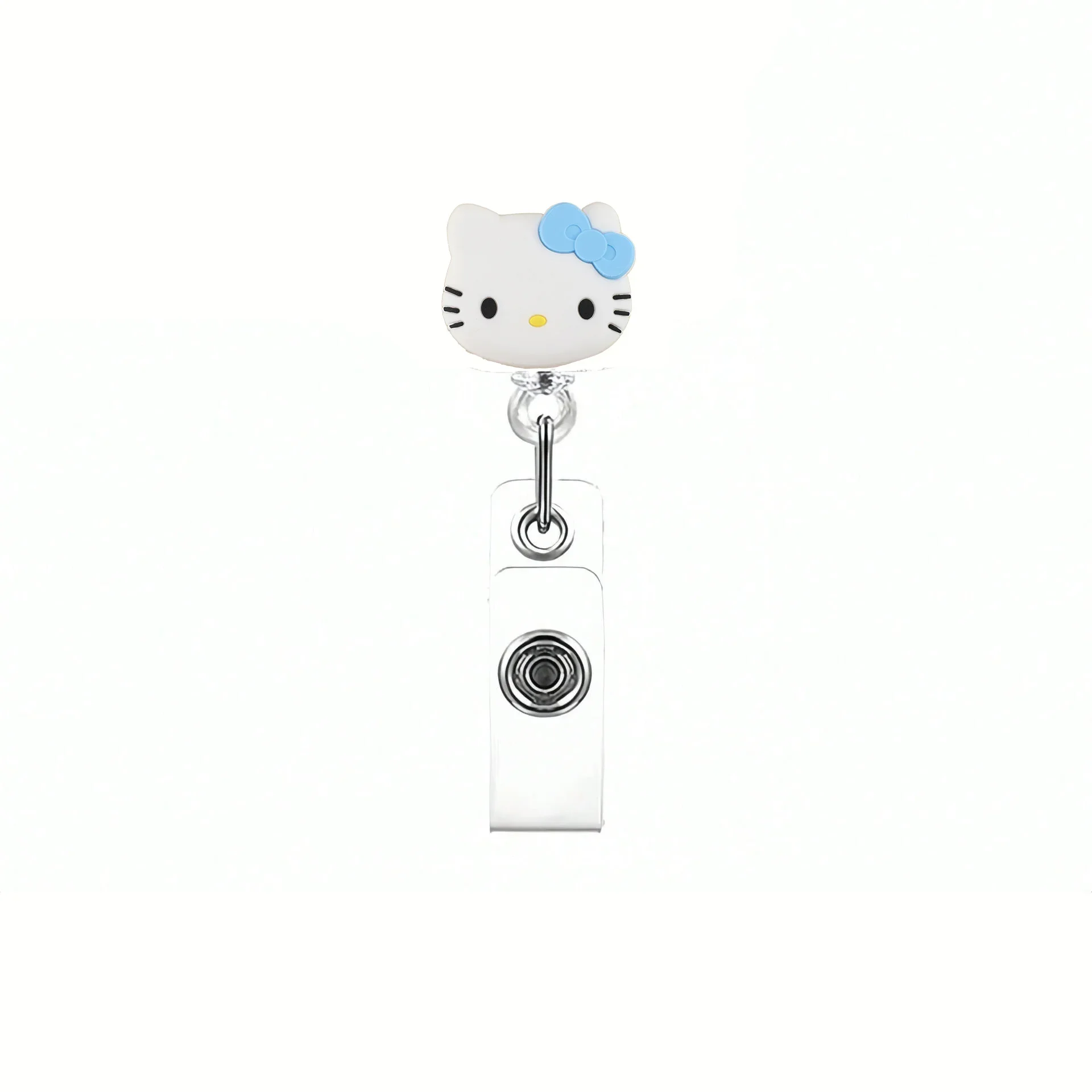Kawaii Gift Kitty Cat Retractable Badge Reel Sparkling Card Holder Accessories With Keychain For Women Student Office Supplies