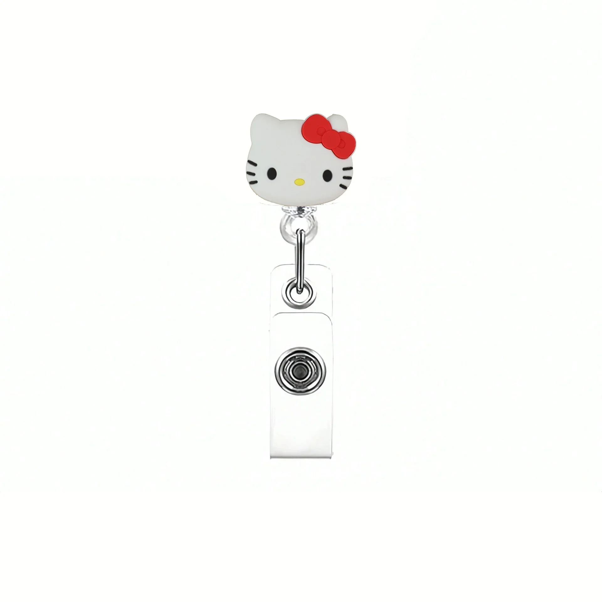 Kawaii Gift Kitty Cat Retractable Badge Reel Sparkling Card Holder Accessories With Keychain For Women Student Office Supplies