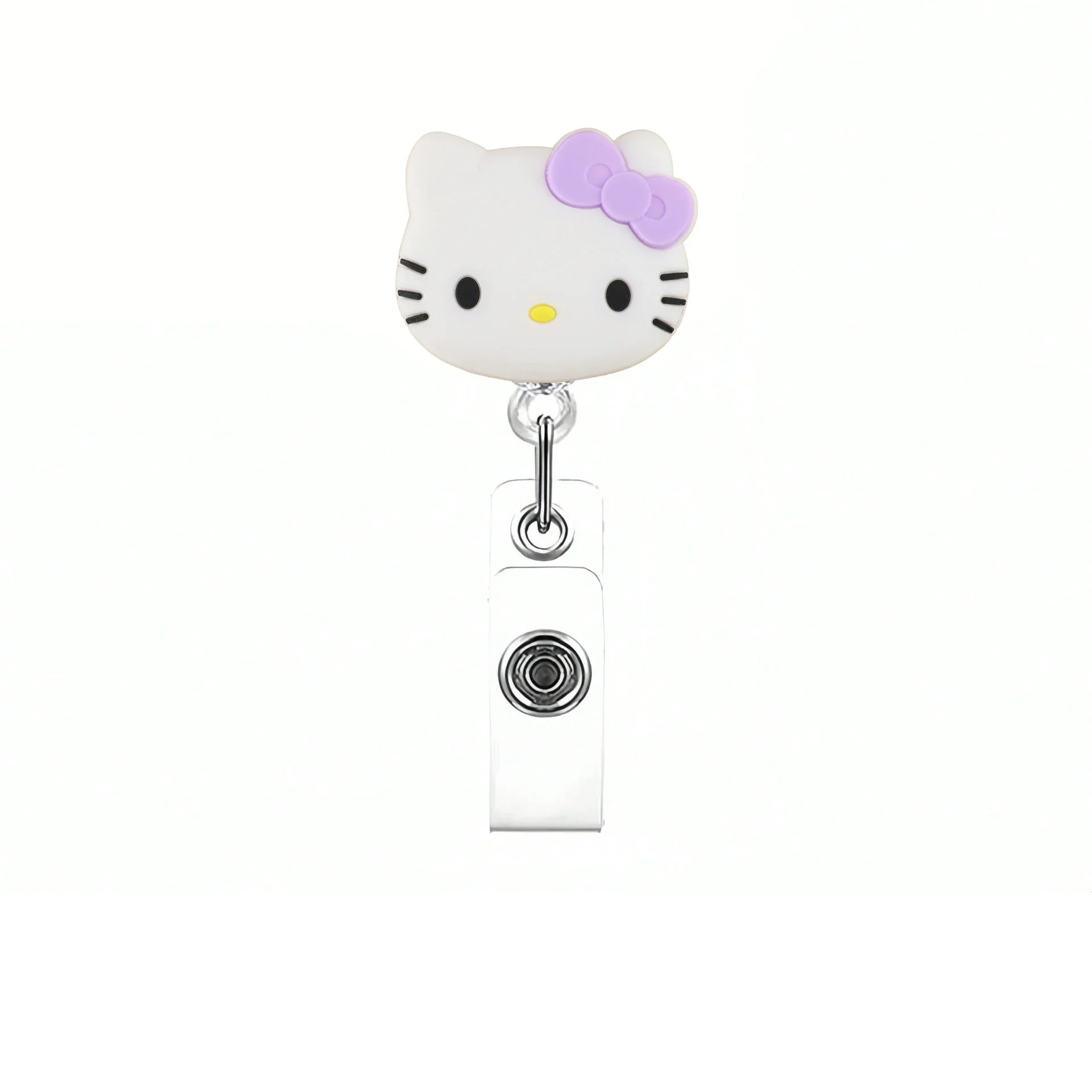 Kawaii Gift Kitty Cat Retractable Badge Reel Sparkling Card Holder Accessories With Keychain For Women Student Office Supplies
