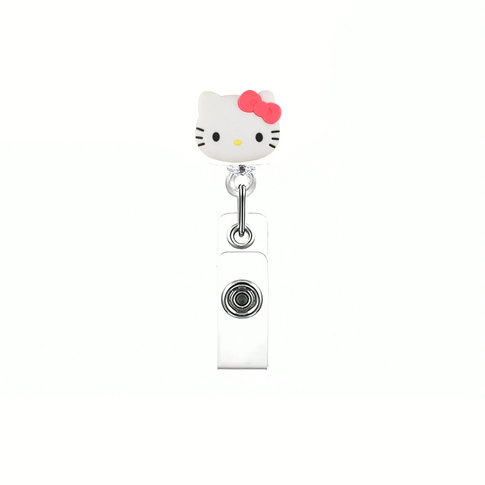 Kawaii Gift Kitty Cat Retractable Badge Reel Sparkling Card Holder Accessories With Keychain For Women Student Office Supplies