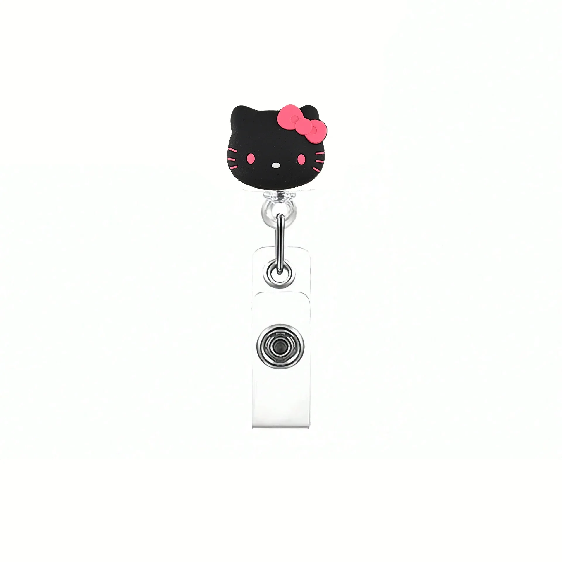Kawaii Gift Kitty Cat Retractable Badge Reel Sparkling Card Holder Accessories With Keychain For Women Student Office Supplies