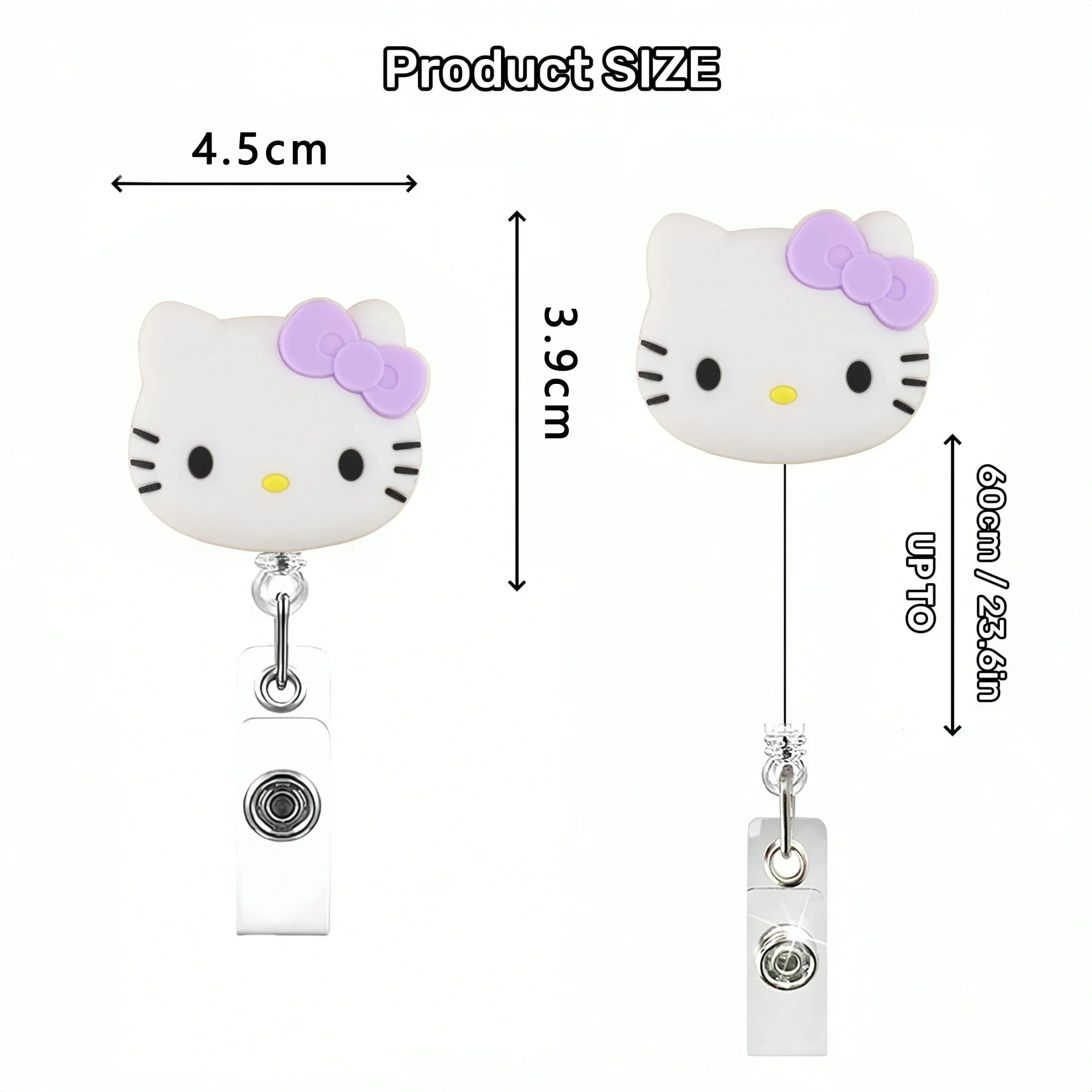 Kawaii Gift Kitty Cat Retractable Badge Reel Sparkling Card Holder Accessories With Keychain For Women Student Office Supplies
