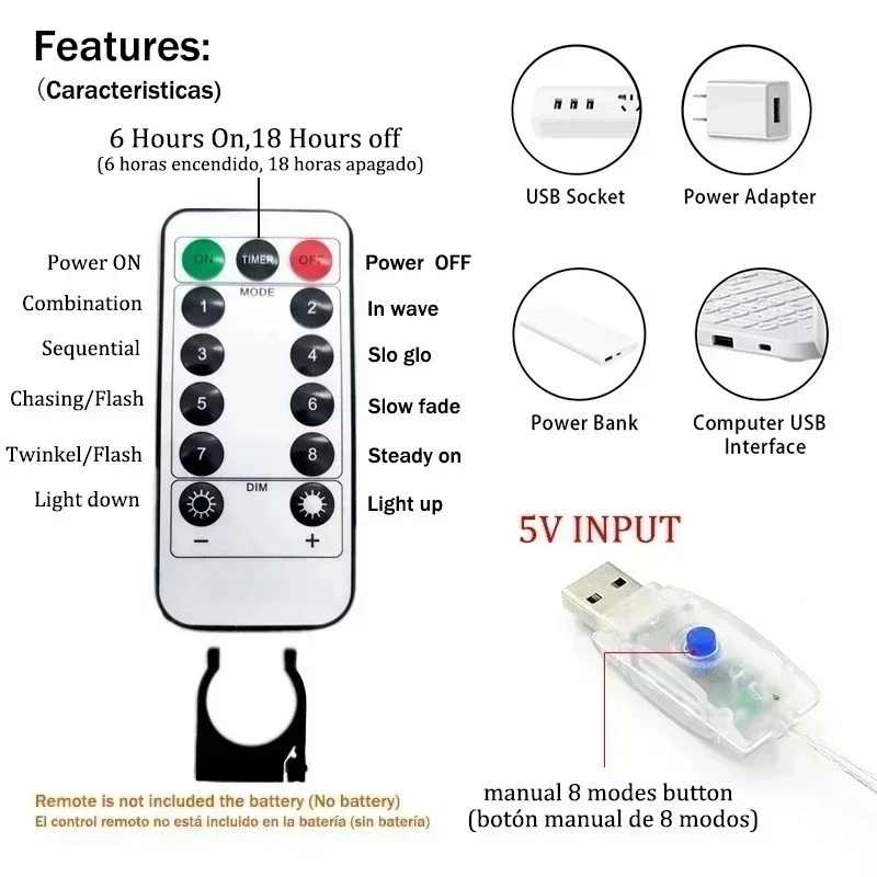 3/4/6m Curtain 100/600LEDString Lights Garland USB Festoon Remote Control Fairy Garland Lights Christmas Decoration Bedroom Home