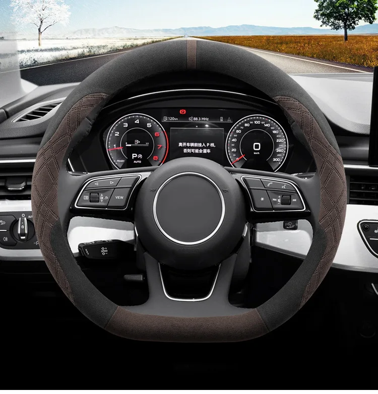 Car Anti-Slip Suede Steering Wheel Cover for BYD Atto 3 Yuan Plus Steering Wheel Cover Protective Cover Type D