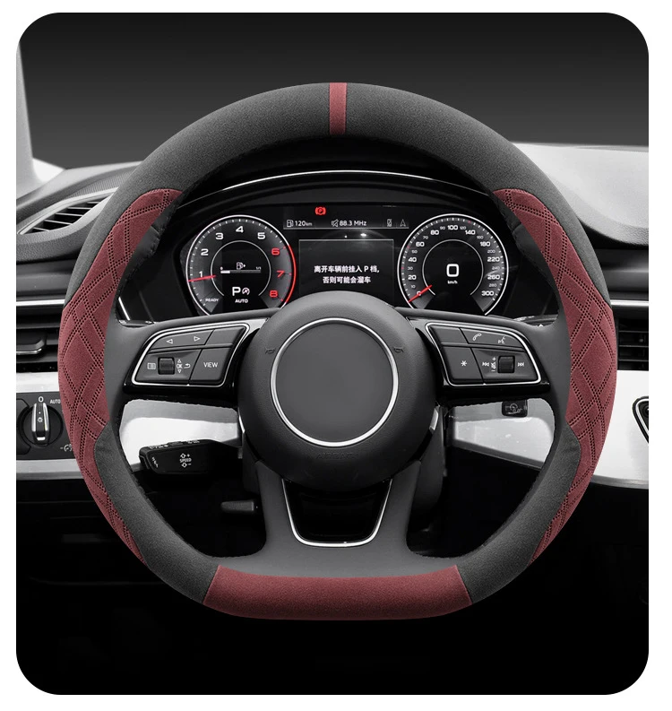 Car Anti-Slip Suede Steering Wheel Cover for BYD Atto 3 Yuan Plus Steering Wheel Cover Protective Cover Type D