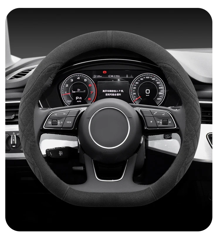 Car Anti-Slip Suede Steering Wheel Cover for BYD Atto 3 Yuan Plus Steering Wheel Cover Protective Cover Type D