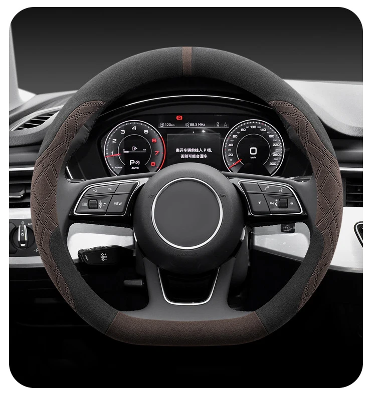 Car Anti-Slip Suede Steering Wheel Cover for BYD Atto 3 Yuan Plus Steering Wheel Cover Protective Cover Type D
