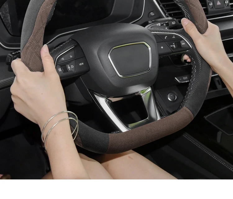 Car Anti-Slip Suede Steering Wheel Cover for BYD Atto 3 Yuan Plus Steering Wheel Cover Protective Cover Type D