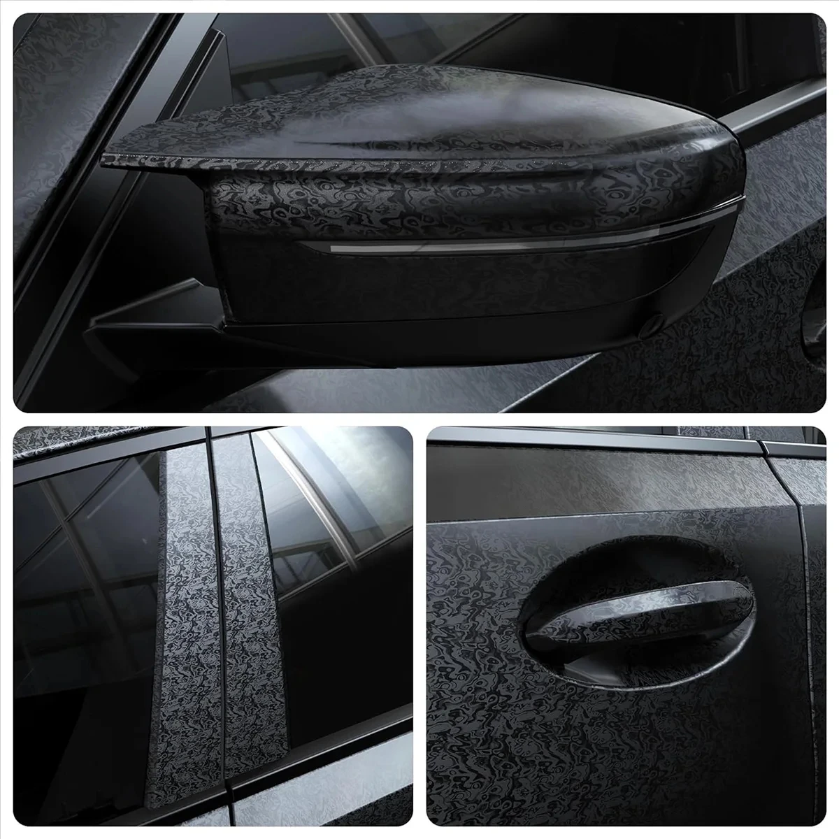 Ghost Black Carbon Fiber Wrap Film Forge Cosmic Sticker for Motorcycle Modified Car Body Interior Tuning Decor Car Accessories