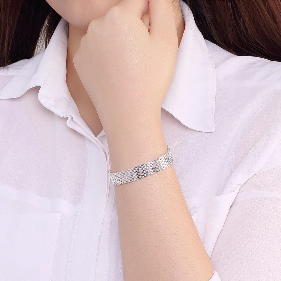 Hot 925 Sterling Silver Creativity Net chain Bracelets necklaces for women fashion designer party wedding jewelry sets gift