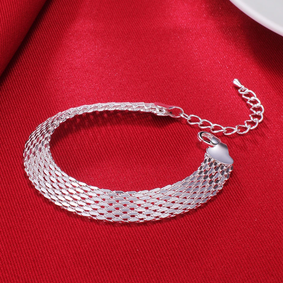 Hot 925 Sterling Silver Creativity Net chain Bracelets necklaces for women fashion designer party wedding jewelry sets gift