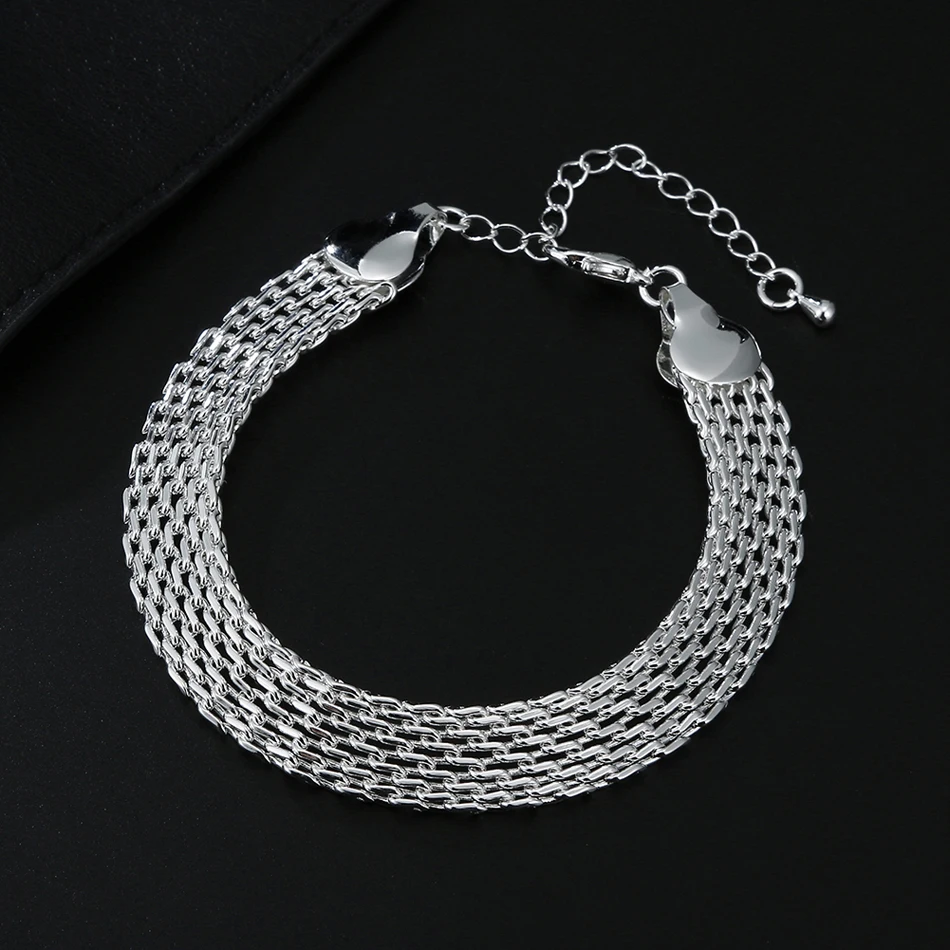 Hot 925 Sterling Silver Creativity Net chain Bracelets necklaces for women fashion designer party wedding jewelry sets gift
