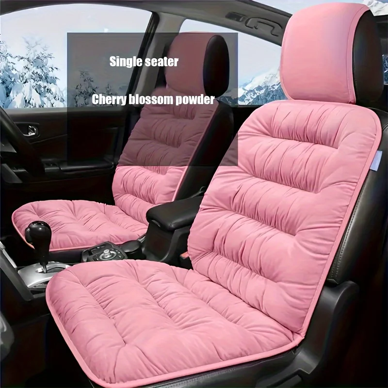 Luxury Plush Car Seat Cushion - 1pc Thick Warm Front Single Seat Cover with Backrest, Universal Fit Easy-Care Comfortable Winter