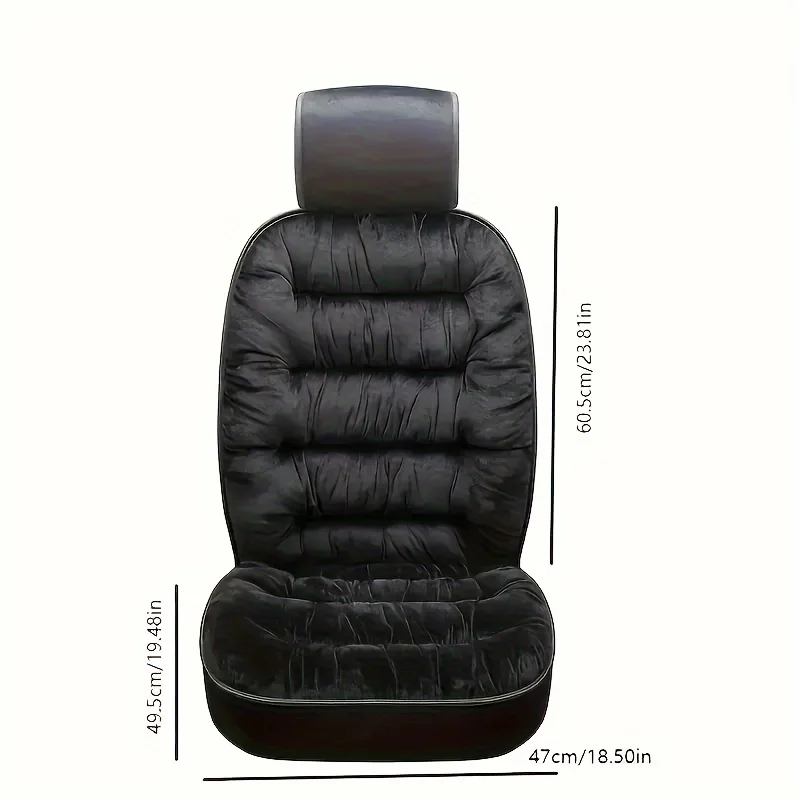 Luxury Plush Car Seat Cushion - 1pc Thick Warm Front Single Seat Cover with Backrest, Universal Fit Easy-Care Comfortable Winter