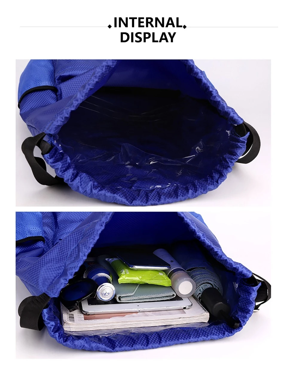 Loogdeel Portable Gym Football Drawstring Bag Quick Drying Large Capacity Oxford Cloth Backpack Solid Color Adjustable Straps