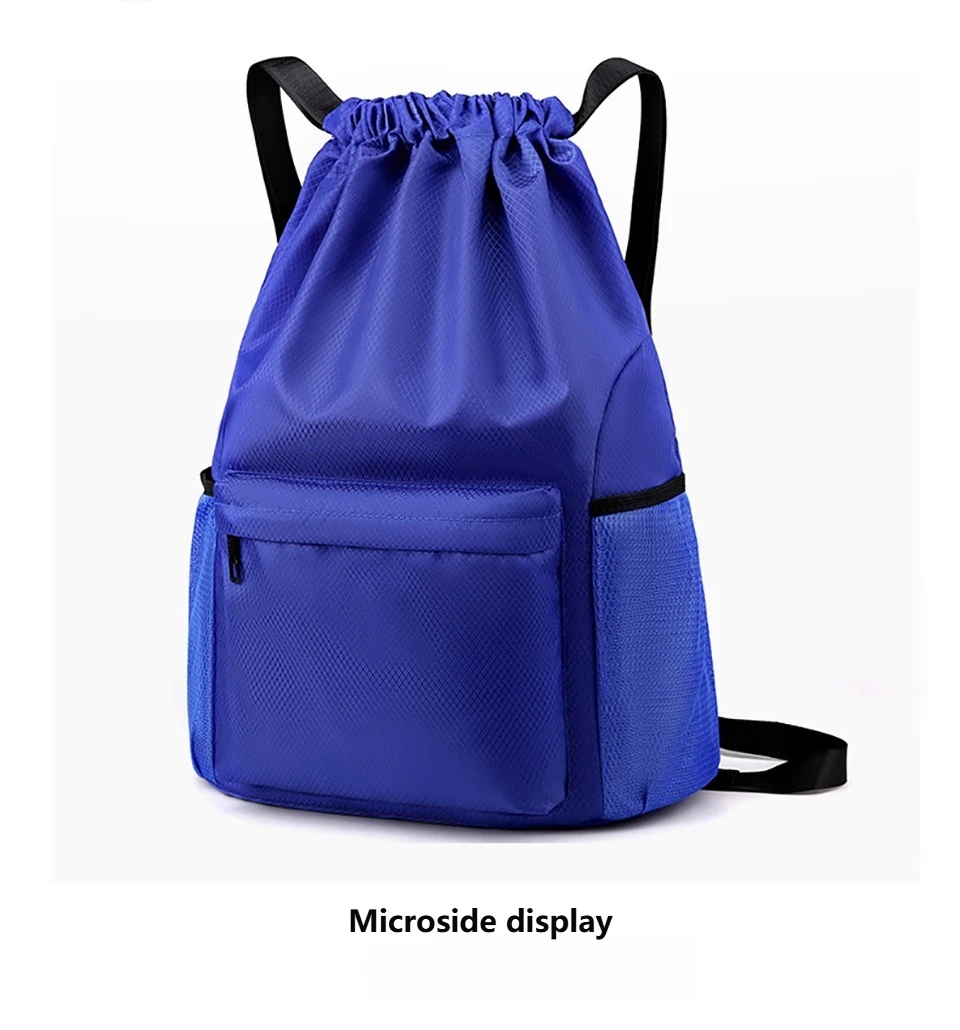Loogdeel Portable Gym Football Drawstring Bag Quick Drying Large Capacity Oxford Cloth Backpack Solid Color Adjustable Straps