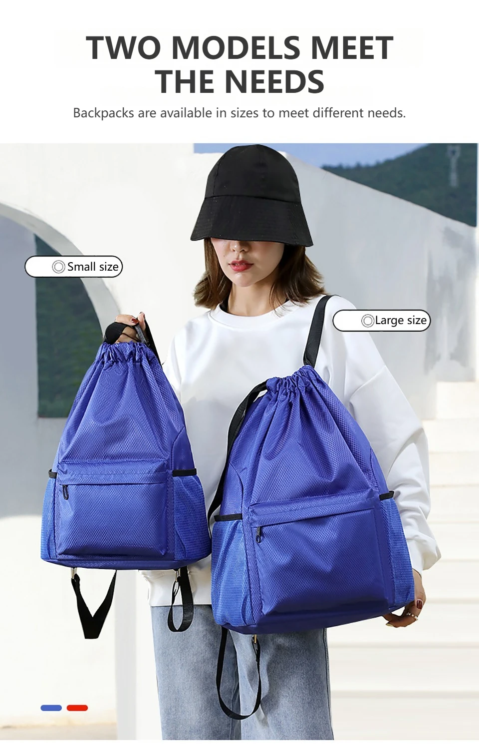 Loogdeel Portable Gym Football Drawstring Bag Quick Drying Large Capacity Oxford Cloth Backpack Solid Color Adjustable Straps