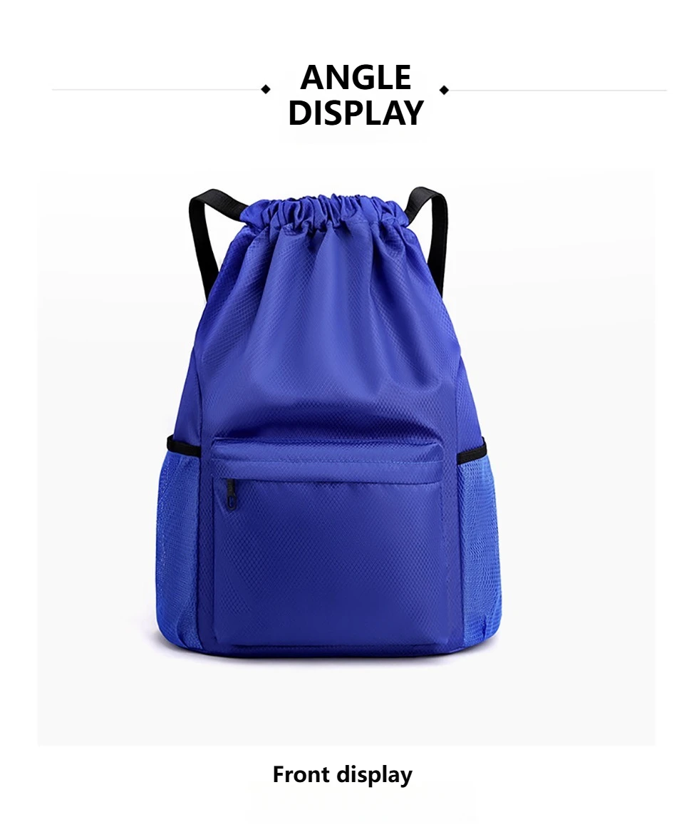 Loogdeel Portable Gym Football Drawstring Bag Quick Drying Large Capacity Oxford Cloth Backpack Solid Color Adjustable Straps