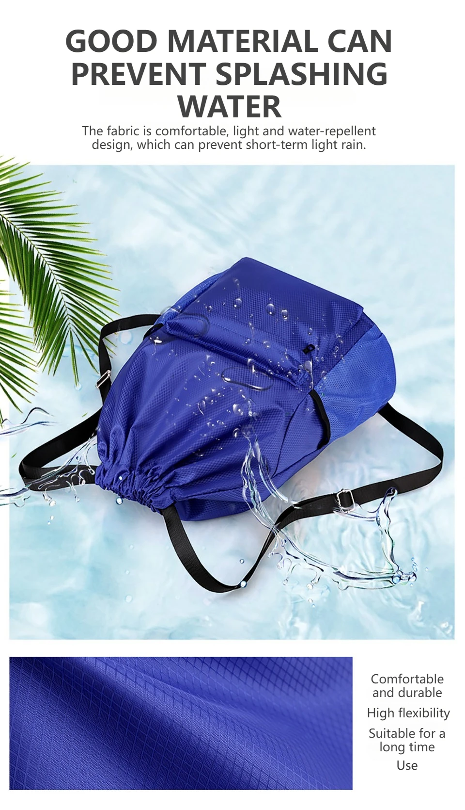 Loogdeel Portable Gym Football Drawstring Bag Quick Drying Large Capacity Oxford Cloth Backpack Solid Color Adjustable Straps