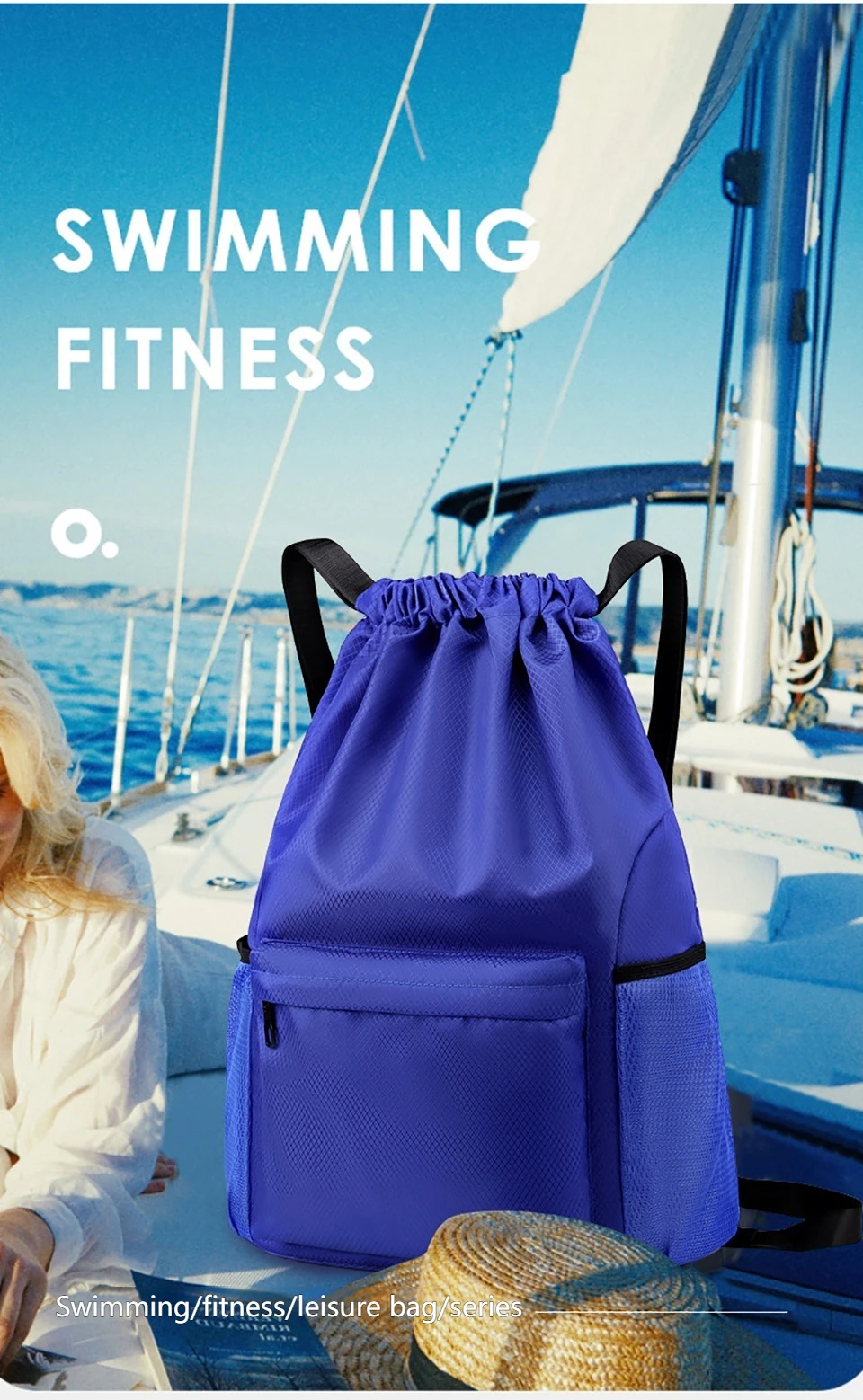 Loogdeel Portable Gym Football Drawstring Bag Quick Drying Large Capacity Oxford Cloth Backpack Solid Color Adjustable Straps