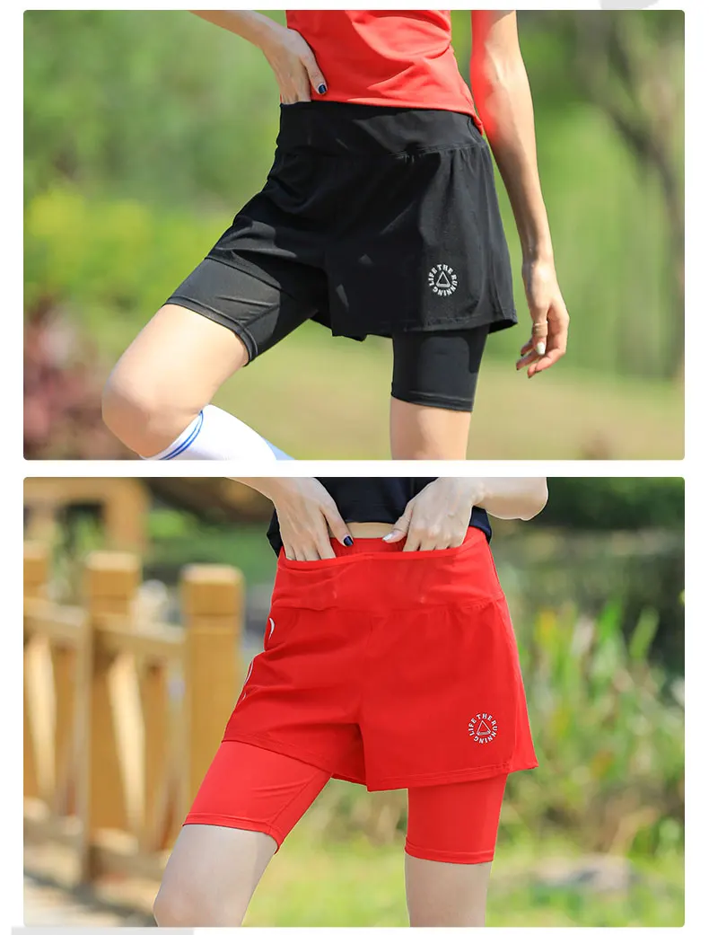 High Waist Women's Shorts Workout Sport Woman Fitness Yoga Clothes 2 in 1 Short Femme Court Womens Clothing Tights Gym Womans