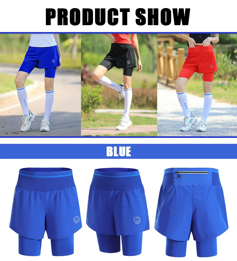 High Waist Women's Shorts Workout Sport Woman Fitness Yoga Clothes 2 in 1 Short Femme Court Womens Clothing Tights Gym Womans