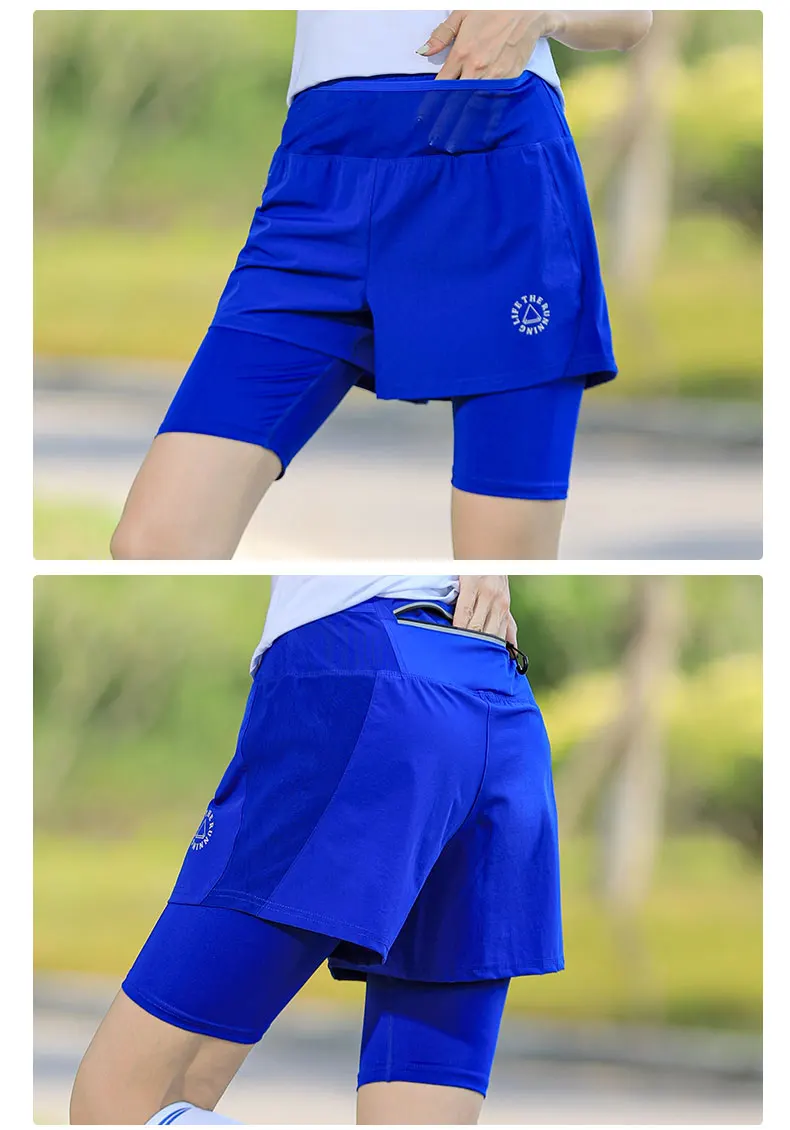 High Waist Women's Shorts Workout Sport Woman Fitness Yoga Clothes 2 in 1 Short Femme Court Womens Clothing Tights Gym Womans