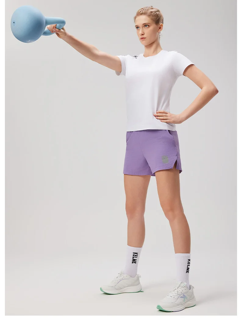 Kelme Women's Fake Two-piece Sports Shorts Anti-exposure Marathon Breathable Shorts Training Fitness Quick-drying Pants