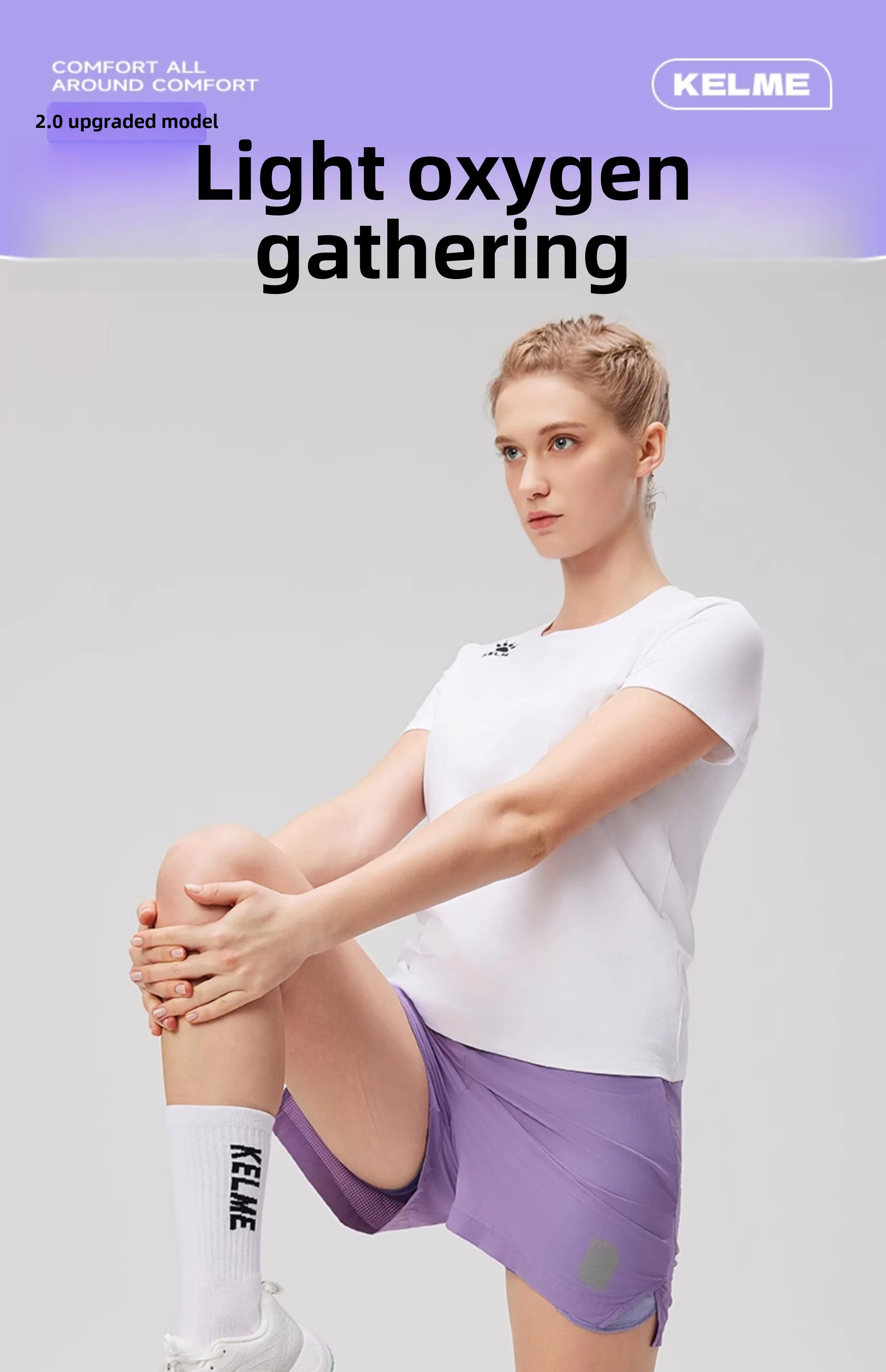 Kelme Women's Fake Two-piece Sports Shorts Anti-exposure Marathon Breathable Shorts Training Fitness Quick-drying Pants