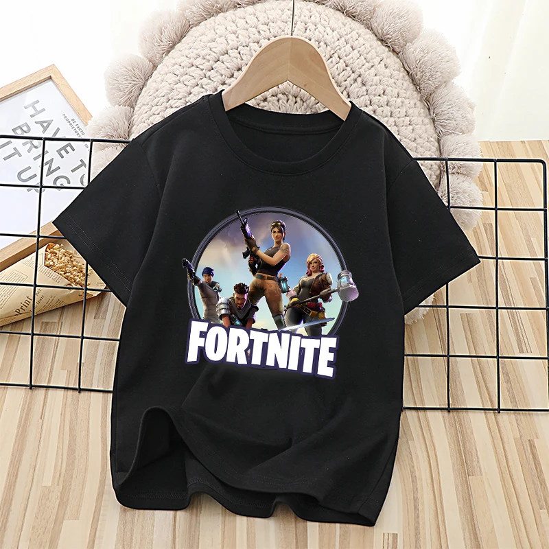 Fortnites Kids T-shirts Anime Printed Figures Fortress Night Tees Game Short Sleeves Summer Tops Boys Girl Children Clothes Gift