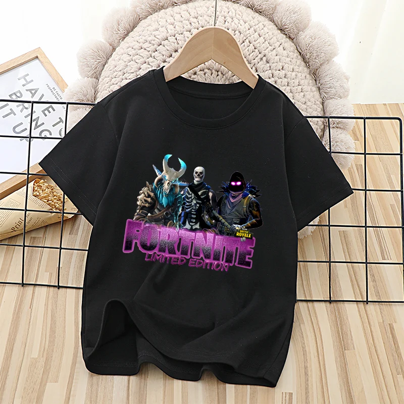 Fortnites Kids T-shirts Anime Printed Figures Fortress Night Tees Game Short Sleeves Summer Tops Boys Girl Children Clothes Gift