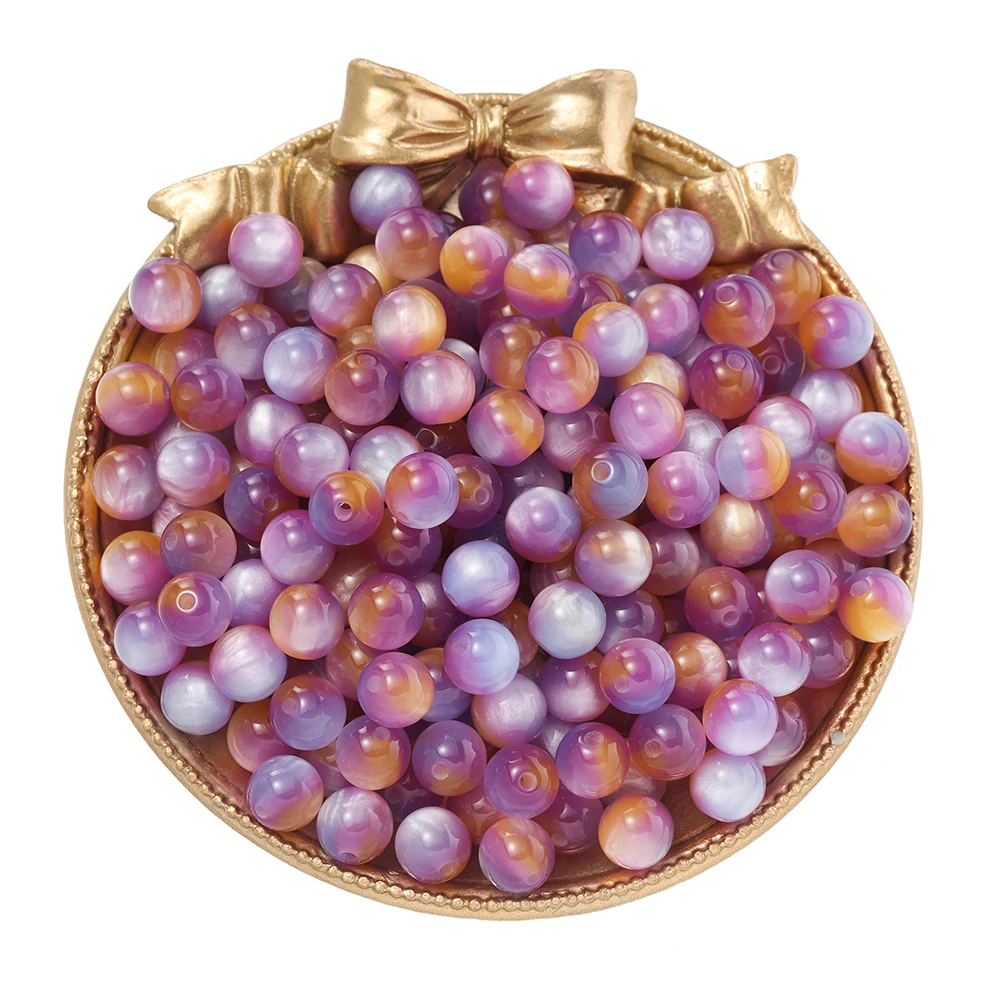 20/10pcs 8/10/12mm Resin Colorful Cat Eye Beads Round Spacer Beads for DIY Bracelet Necklace Earrings Jewelry Making Accessories